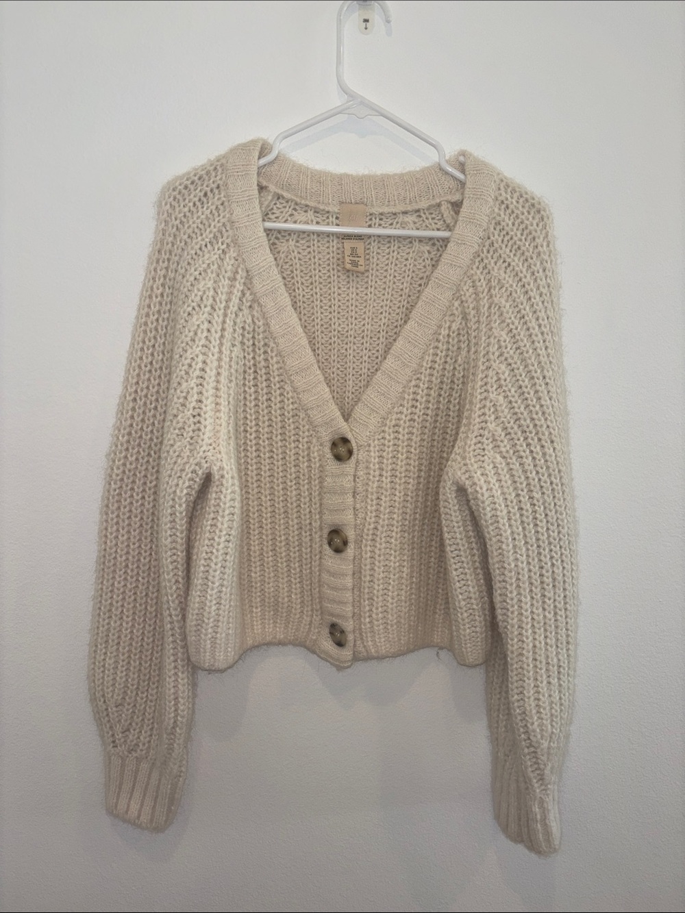 H&M Chunky Knit V-Neck Cardigan - Cream